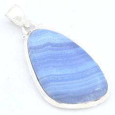 19.71cts natural blue lace agate fancy sterling silver pendant jewelry u59723