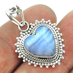 6.10cts natural blue lace agate heart 925 sterling silver pendant jewelry t56017