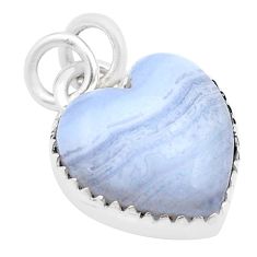 7.79cts natural blue lace agate heart 925 sterling silver pendant jewelry u46003