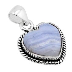 7.99cts natural blue lace agate heart 925 sterling silver pendant jewelry y71394