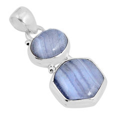 8.84cts natural blue lace agate hexagon 925 sterling silver pendant y55456