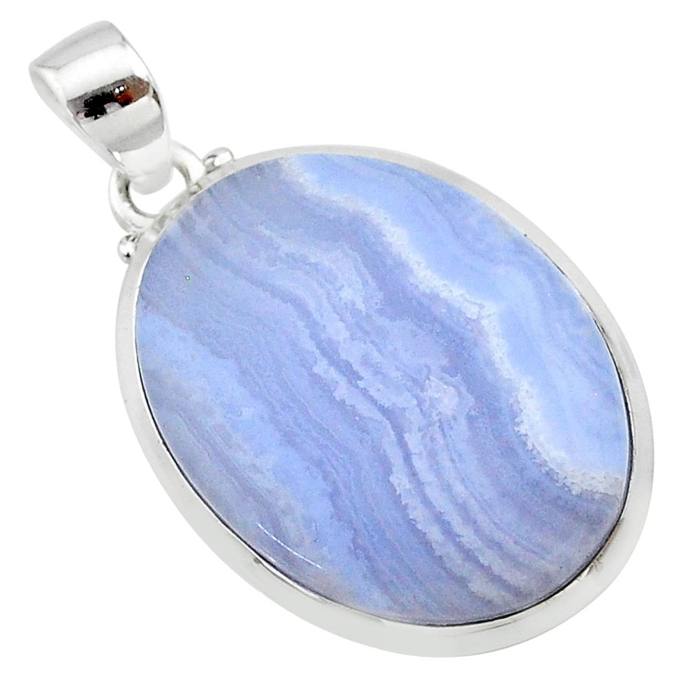 19.89cts natural blue lace agate oval 925 sterling silver pendant jewelry t22525
