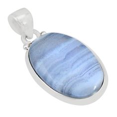 12.07cts natural blue lace agate oval 925 sterling silver pendant jewelry y55504