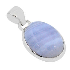 12.18cts natural blue lace agate oval 925 sterling silver pendant jewelry y71286