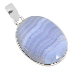 16.94cts natural blue lace agate oval 925 sterling silver pendant jewelry y77342