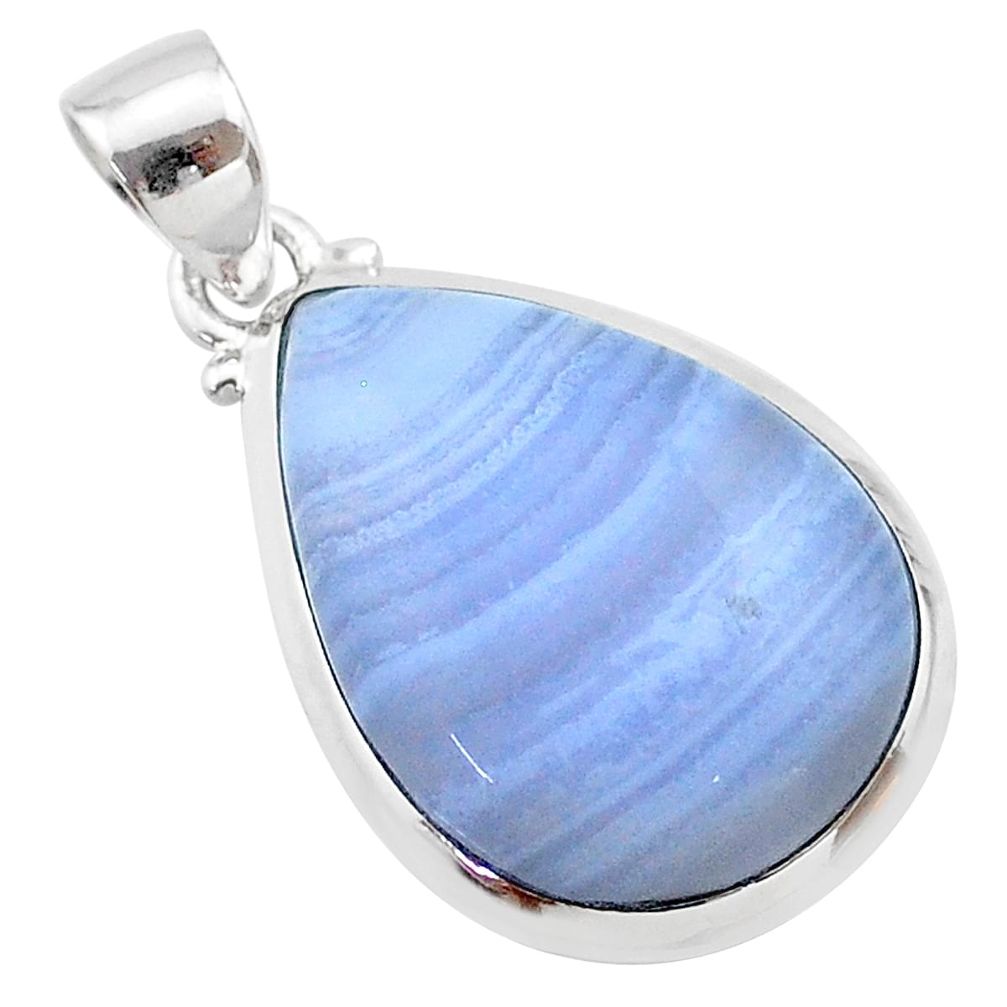 14.25cts natural blue lace agate pear 925 sterling silver pendant jewelry t22515