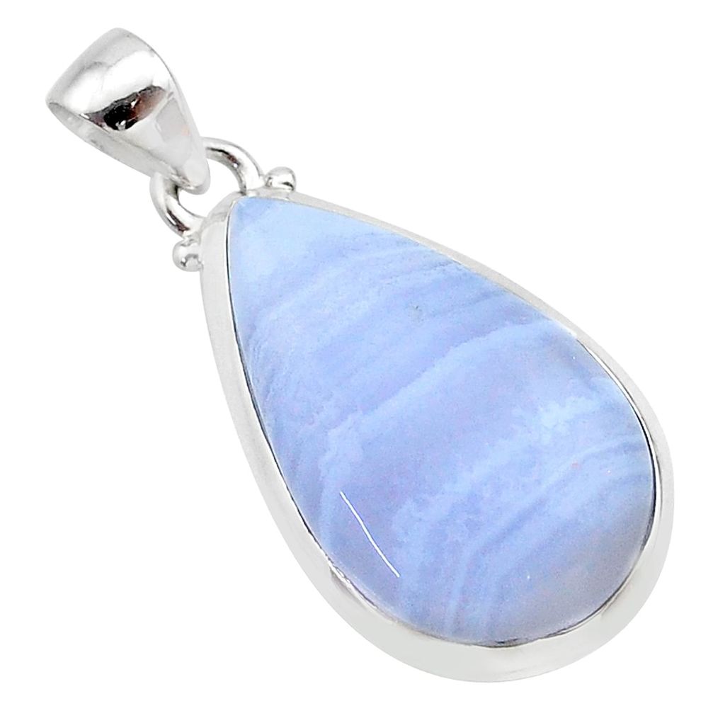 13.68cts natural blue lace agate pear 925 sterling silver pendant jewelry t22552
