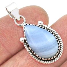8.55cts natural blue lace agate pear 925 sterling silver pendant jewelry u44990