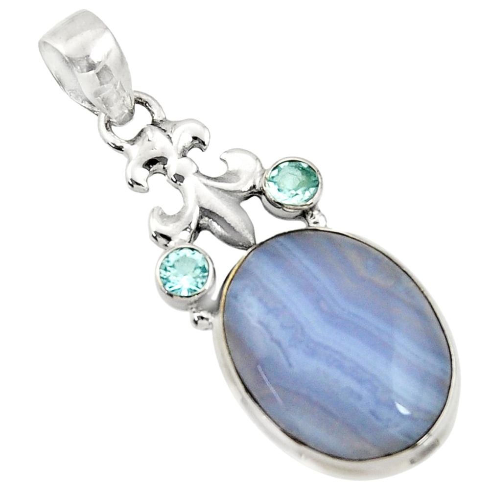  blue lace agate topaz 925 sterling silver pendant d43523