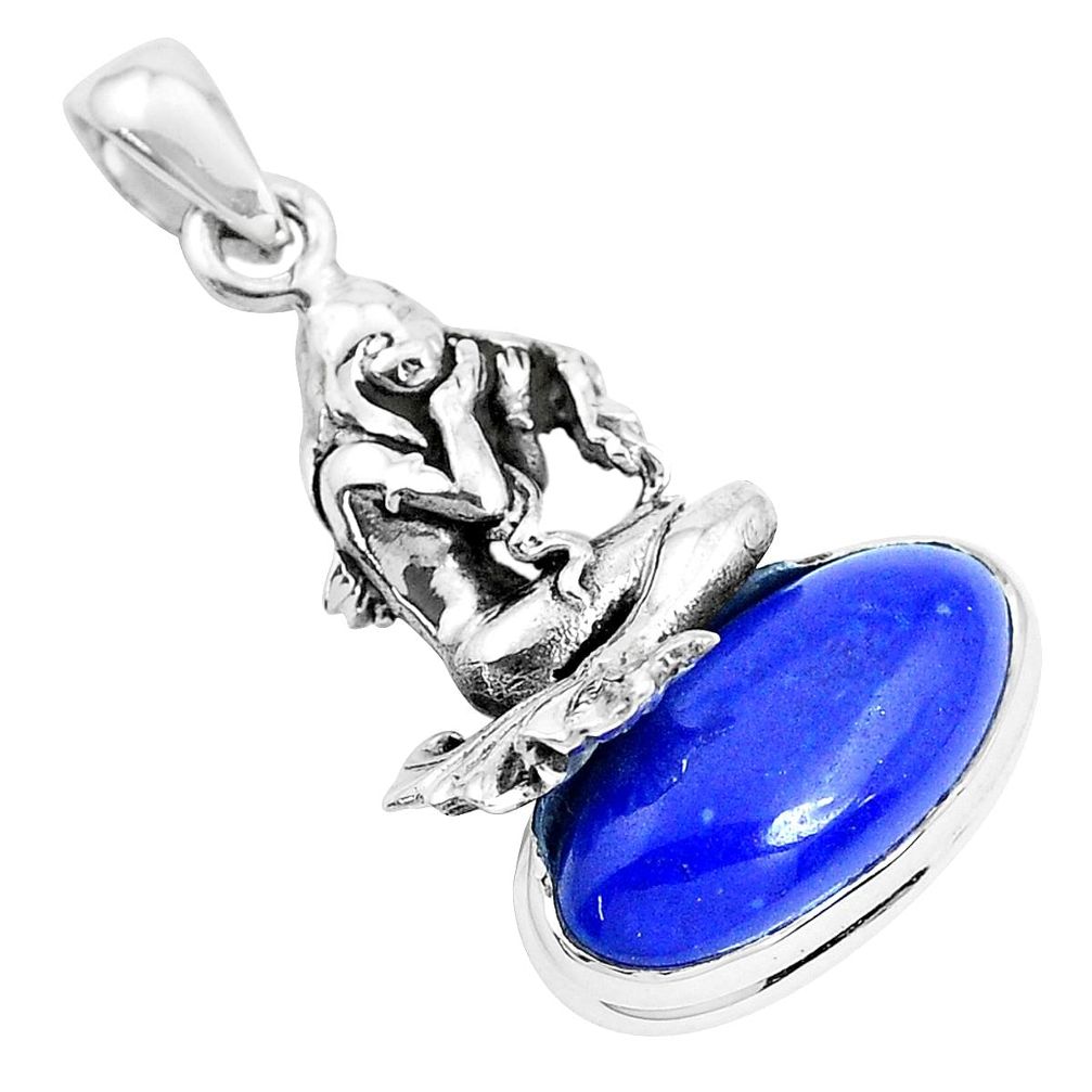 blue lapis lazuli 925 silver angel wings fairy pendant p42066