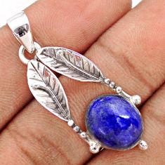 5.11cts natural blue lapis lazuli 925 silver deltoid leaf pendant jewelry t79961