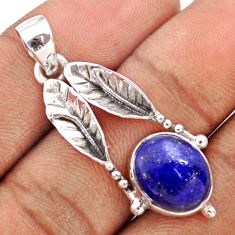 4.69cts natural blue lapis lazuli 925 silver deltoid leaf pendant jewelry t79962