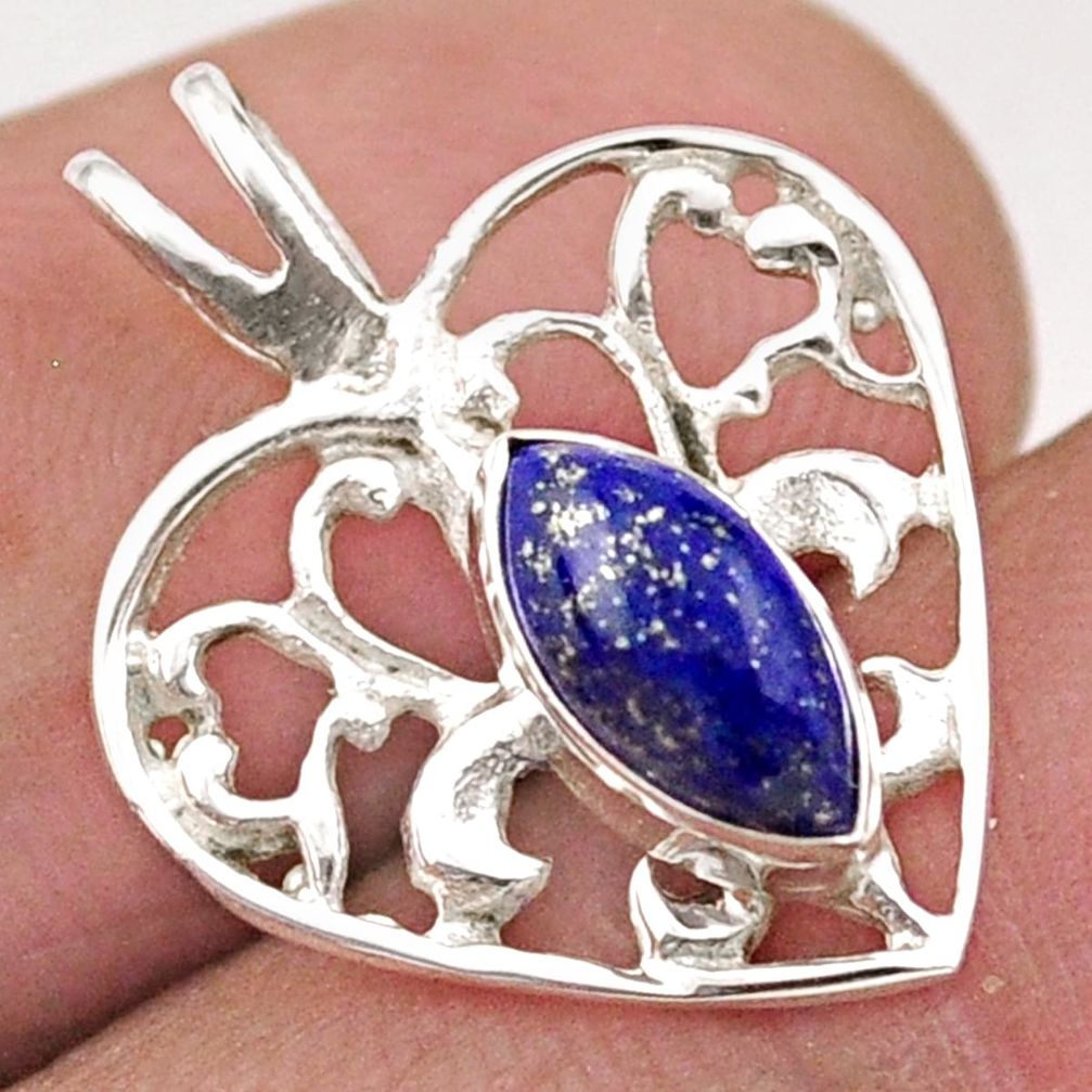 1.86cts natural blue lapis lazuli 925 silver fleur-de-lis pendant jewelry t89490