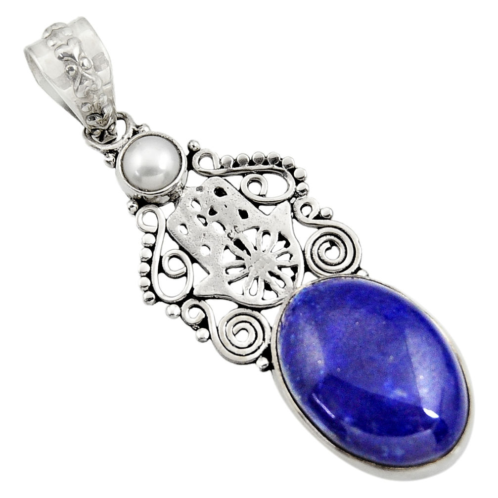  blue lapis lazuli 925 silver hand of god hamsa pendant d43825