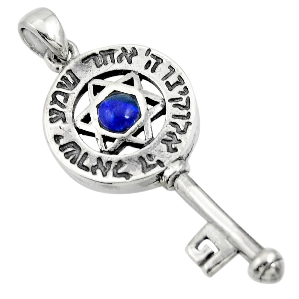 0.50cts natural blue lapis lazuli 925 silver key charm pendant c10266