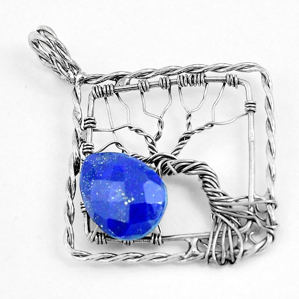 blue lapis lazuli 925 silver tree of life pendant p43062