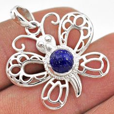 1.15cts natural blue lapis lazuli 925 sterling silver butterfly pendant t68614