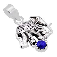 0.81cts natural blue lapis lazuli 925 sterling silver elephant pendant n40362