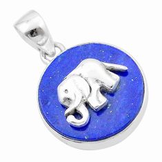 14.51cts natural blue lapis lazuli 925 sterling silver elephant pendant u34634