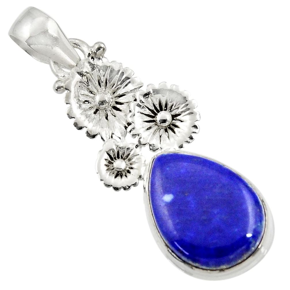  blue lapis lazuli 925 sterling silver flower pendant d43823