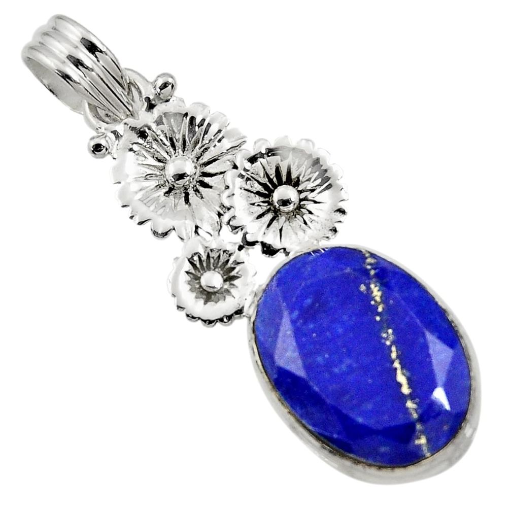  blue lapis lazuli 925 sterling silver flower pendant d43834