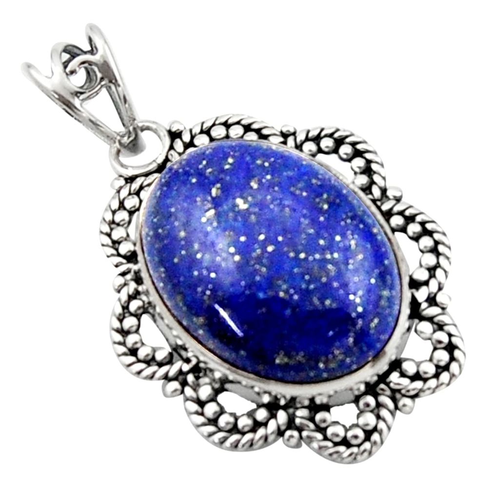 16.17cts natural blue lapis lazuli 925 sterling silver pendant jewelry d46622