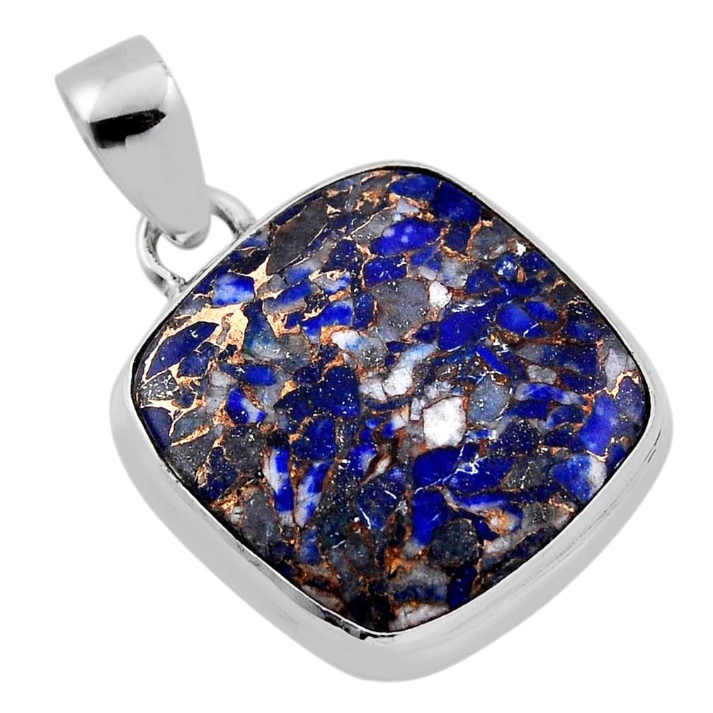 16.99cts natural blue lapis lazuli 925 sterling silver pendant jewelry n35063