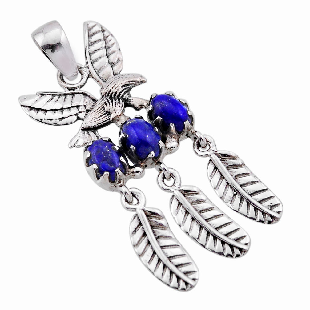 4.26cts natural blue lapis lazuli 925 sterling silver pendant jewelry n54105