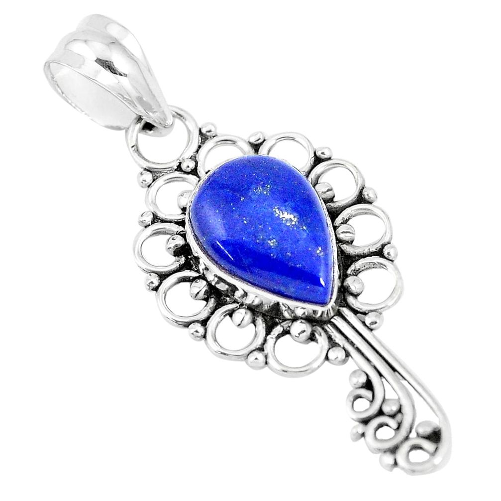 6.22cts natural blue lapis lazuli 925 sterling silver pendant jewelry p13048