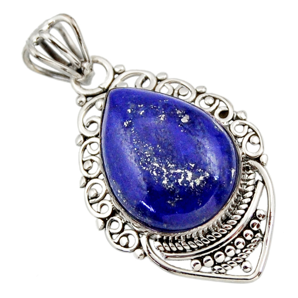 11.20cts natural blue lapis lazuli 925 sterling silver pendant jewelry r32261