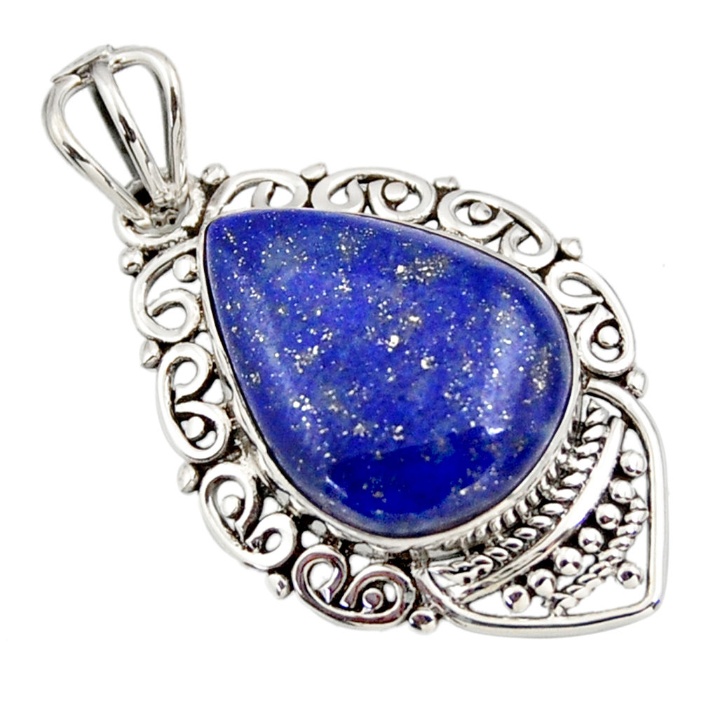 11.55cts natural blue lapis lazuli 925 sterling silver pendant jewelry r32262