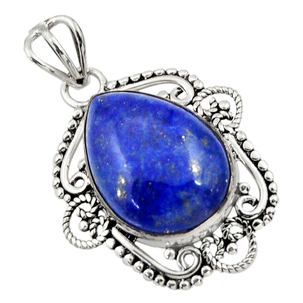 11.73cts natural blue lapis lazuli 925 sterling silver pendant jewelry r32303