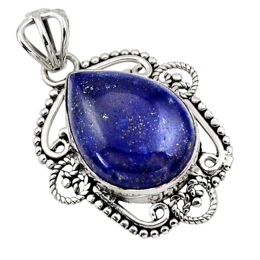 12.58cts natural blue lapis lazuli 925 sterling silver pendant jewelry r32322