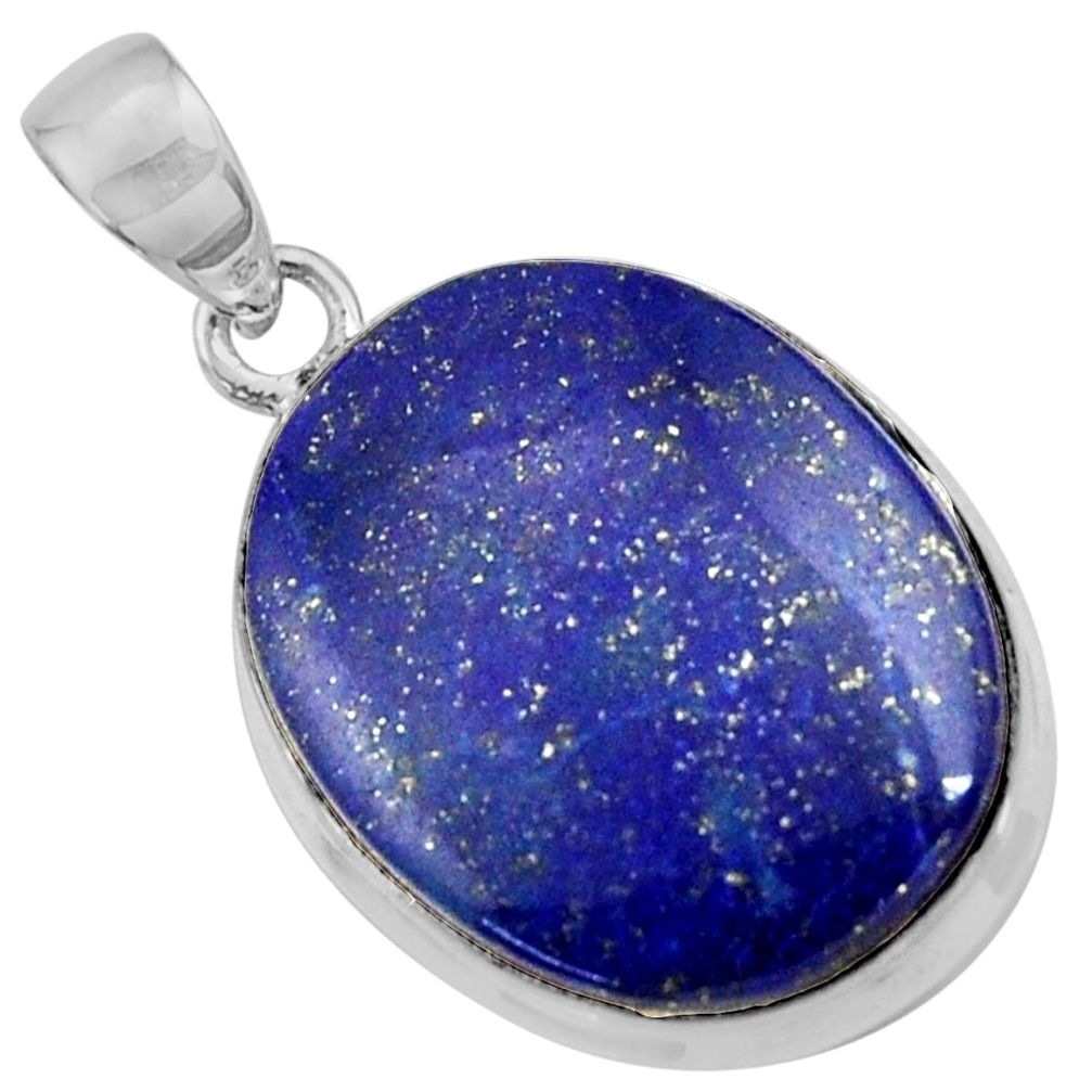 17.74cts natural blue lapis lazuli 925 sterling silver pendant jewelry r36333