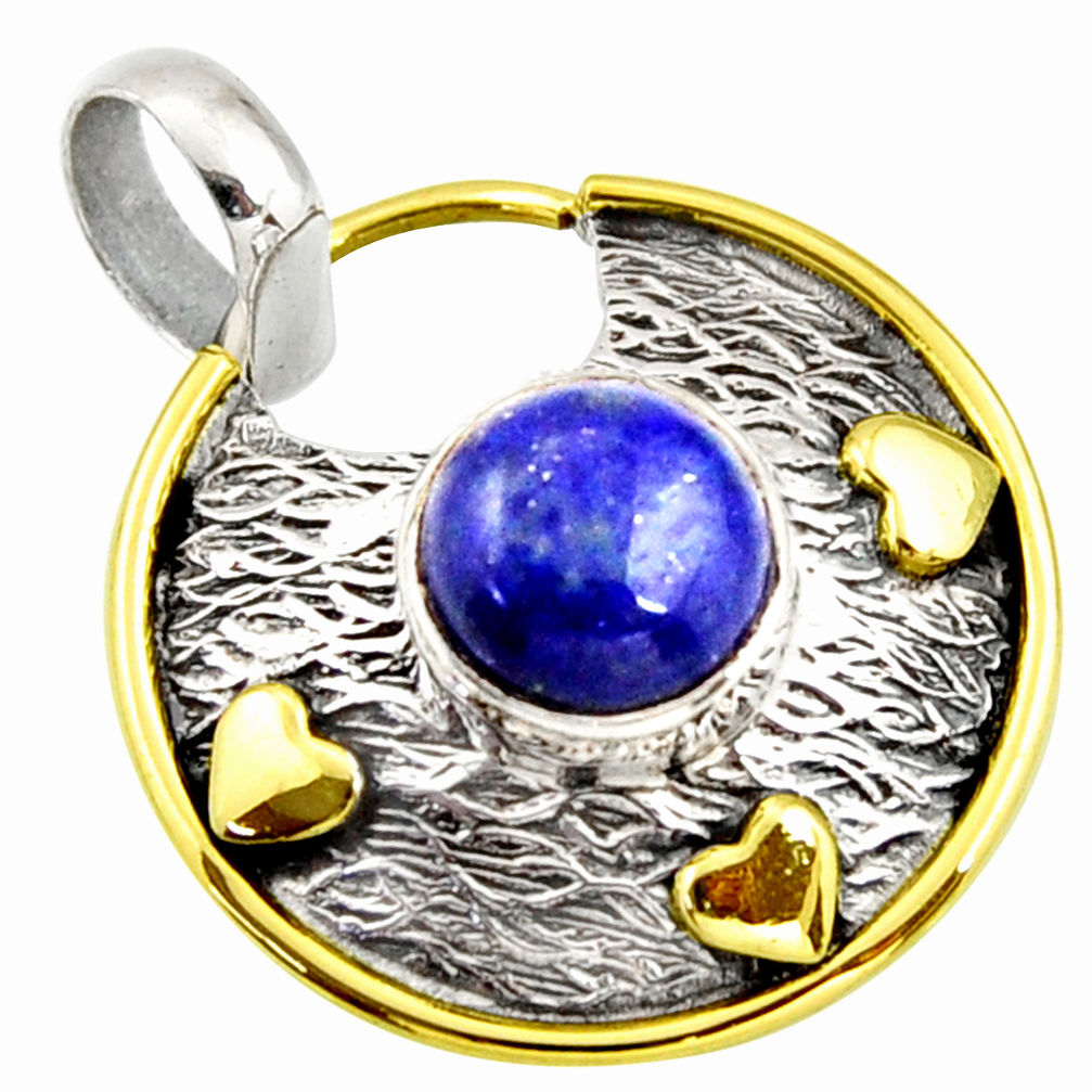 4.93cts natural blue lapis lazuli 925 sterling silver pendant jewelry r37152