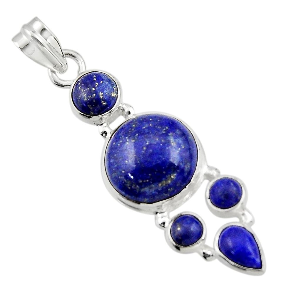 14.43cts natural blue lapis lazuli 925 sterling silver pendant jewelry r43148