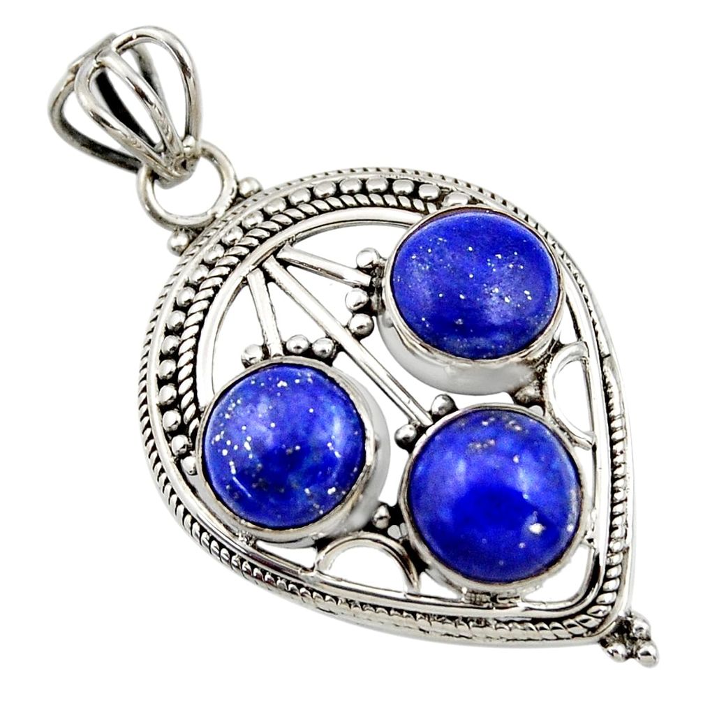 9.73cts natural blue lapis lazuli 925 sterling silver pendant jewelry r44935