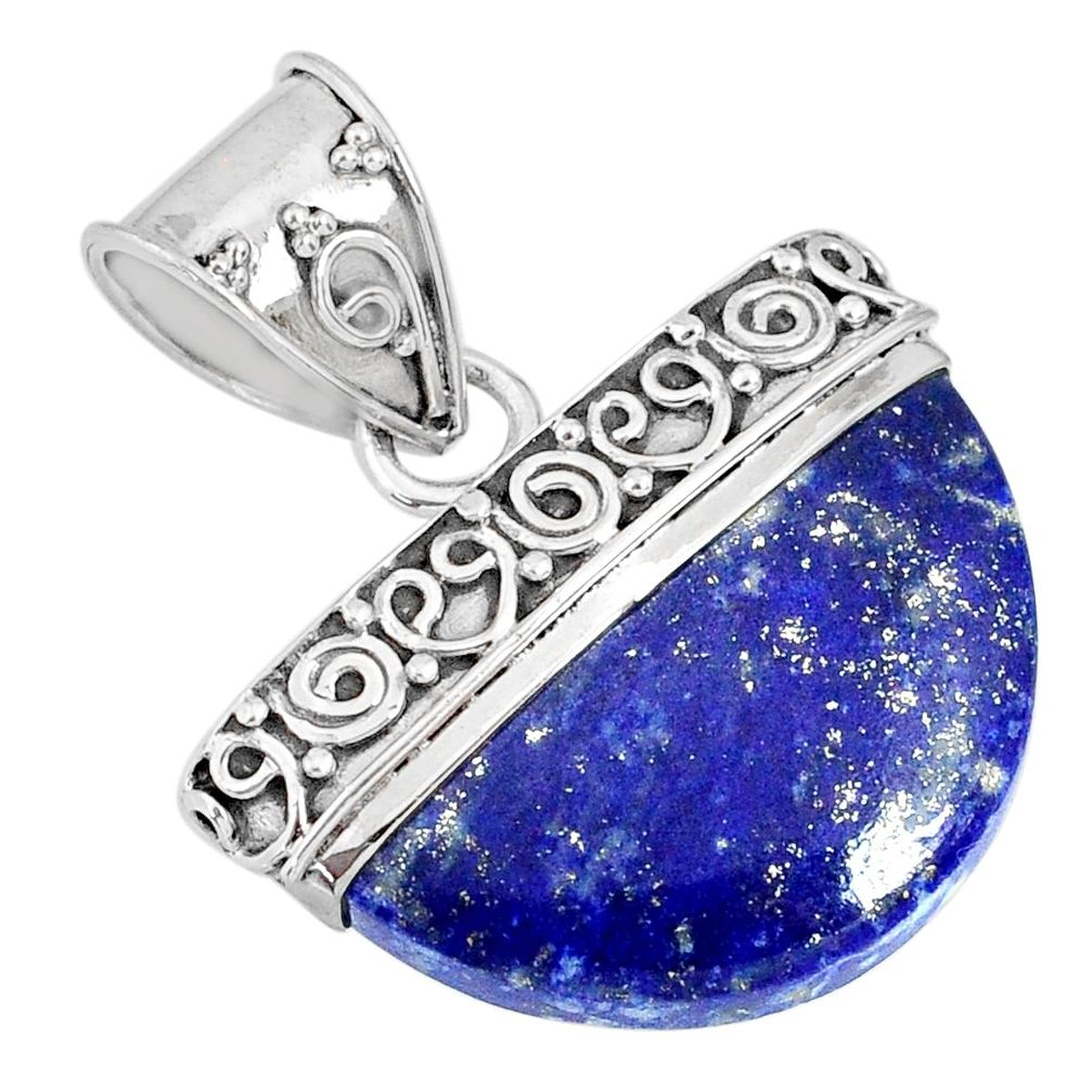16.15cts natural blue lapis lazuli 925 sterling silver handmade pendant r85041
