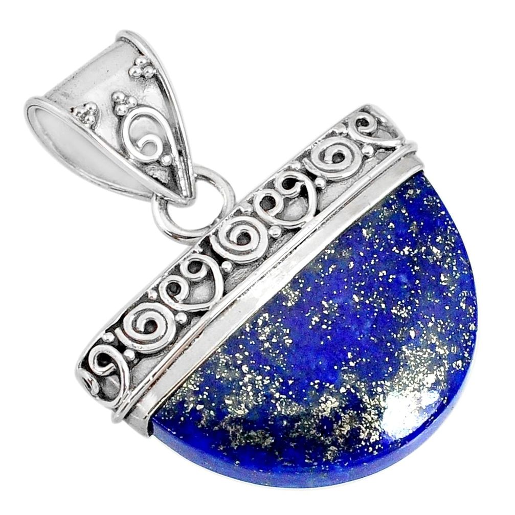 16.70cts natural blue lapis lazuli 925 sterling silver handmade pendant r85042