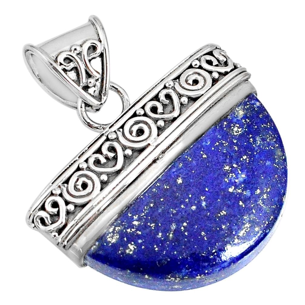 17.69cts natural blue lapis lazuli 925 sterling silver handmade pendant r85043