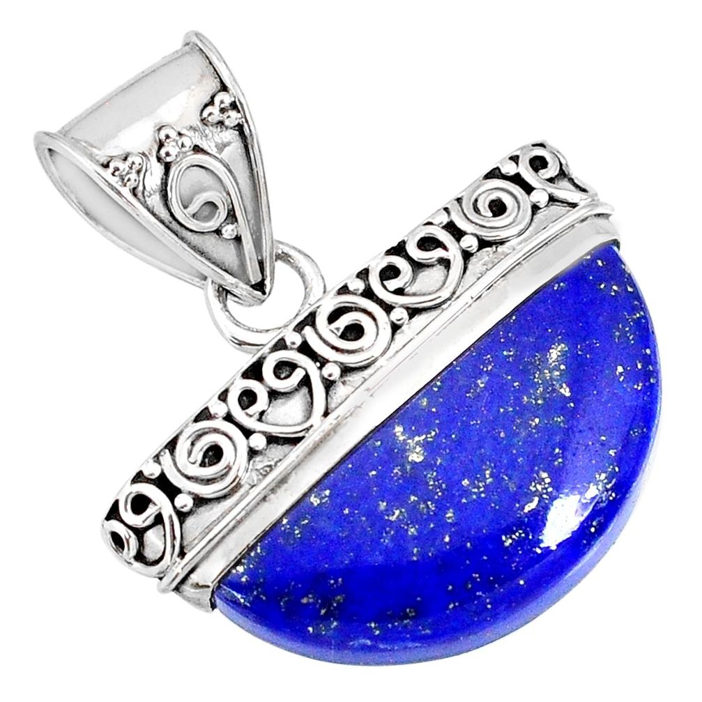 14.01cts natural blue lapis lazuli 925 sterling silver handmade pendant r85045