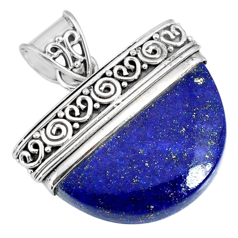 18.15cts natural blue lapis lazuli 925 sterling silver handmade pendant r85046