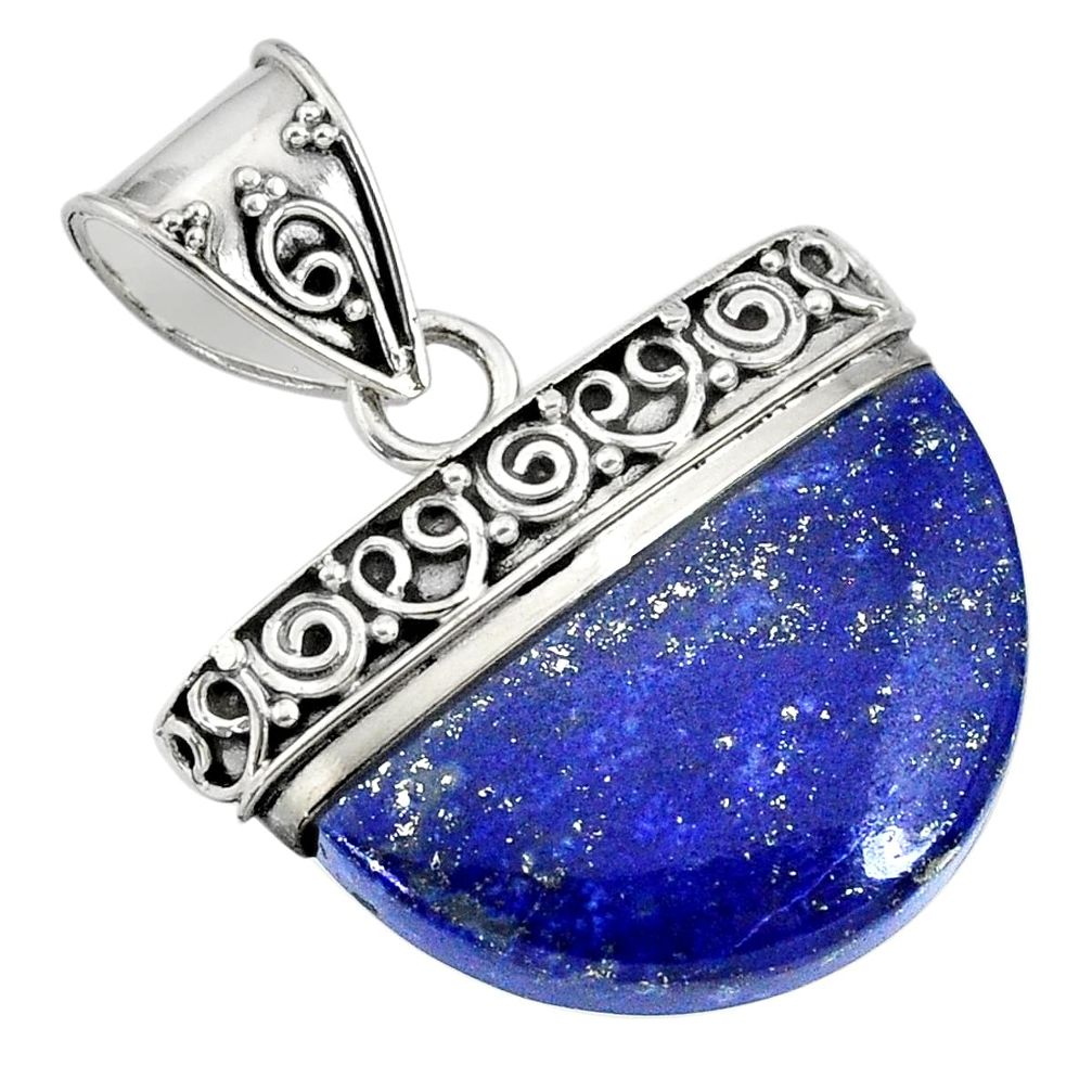 17.20cts natural blue lapis lazuli 925 sterling silver handmade pendant r85061