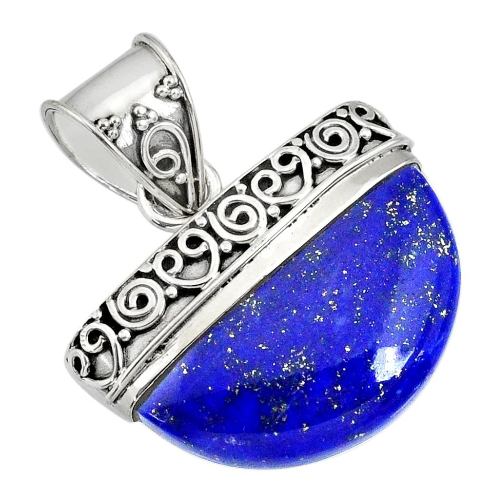 14.90cts natural blue lapis lazuli 925 sterling silver handmade pendant r85062