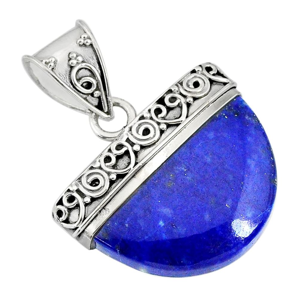 16.70cts natural blue lapis lazuli 925 sterling silver handmade pendant r85063