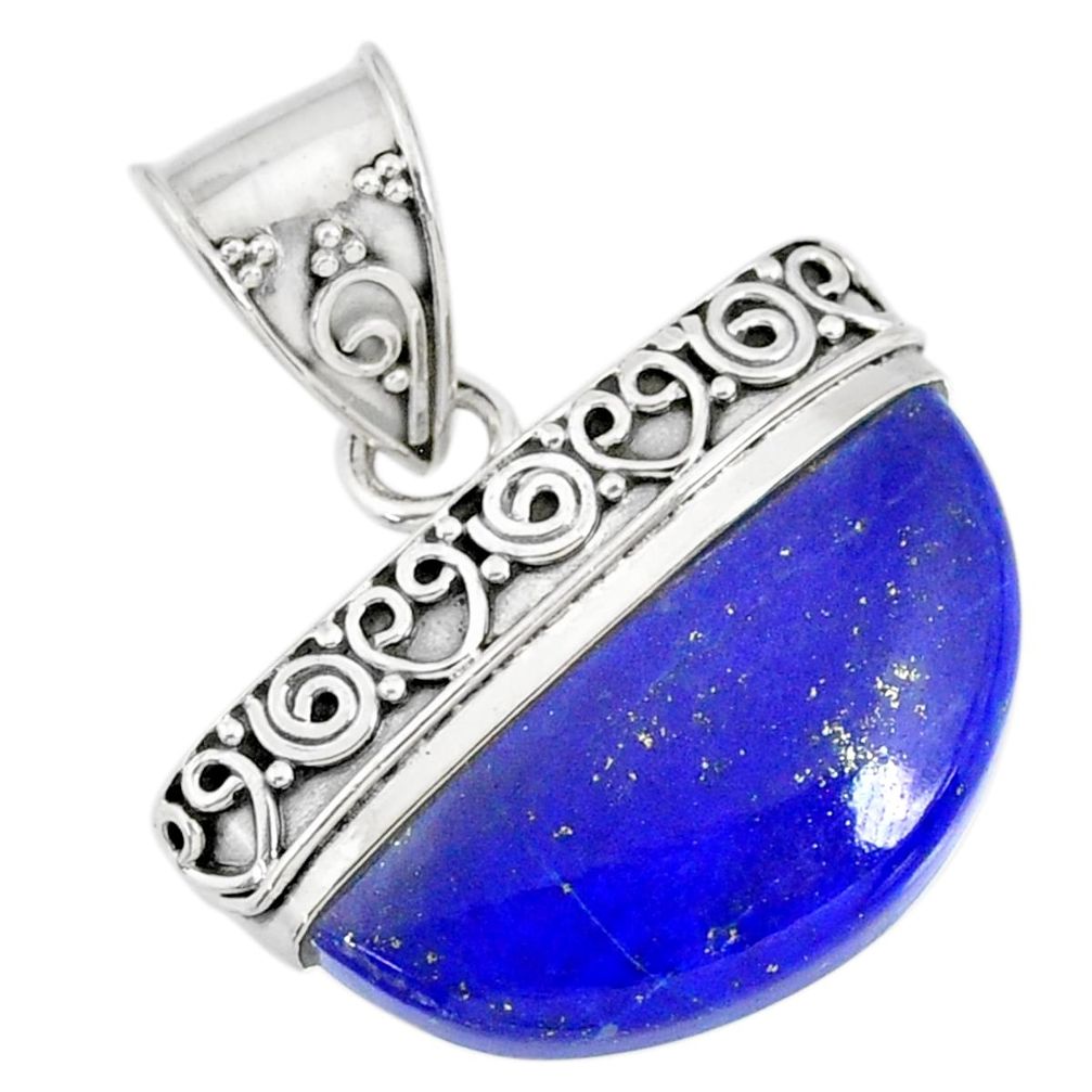 14.72cts natural blue lapis lazuli 925 sterling silver handmade pendant r86230