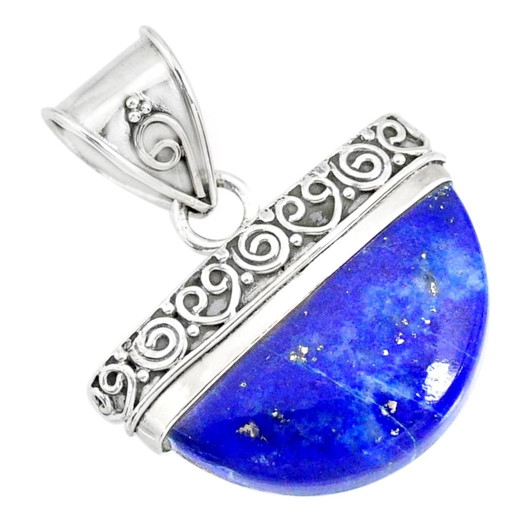 14.90cts natural blue lapis lazuli 925 sterling silver handmade pendant r86232