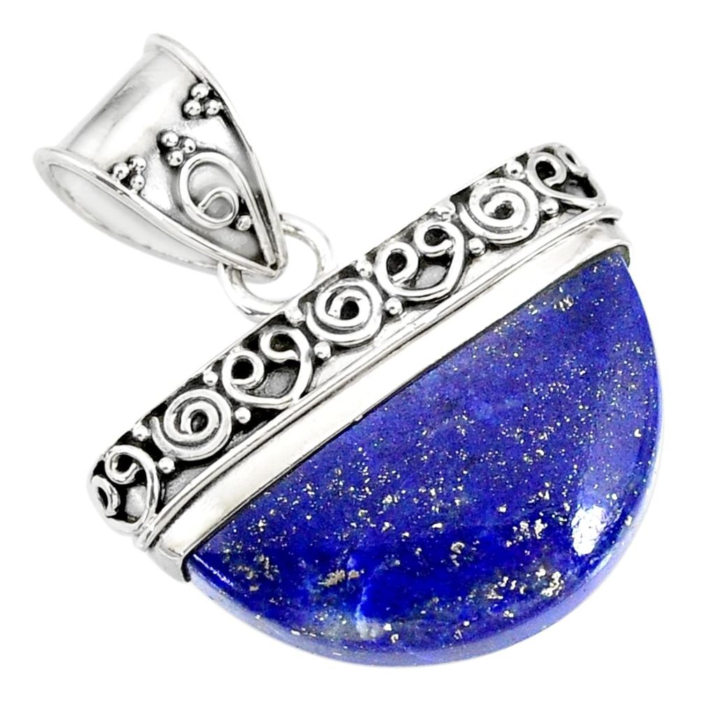 16.35cts natural blue lapis lazuli 925 sterling silver handmade pendant r86235