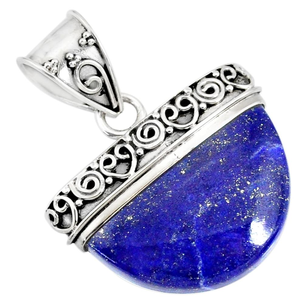 15.69cts natural blue lapis lazuli 925 sterling silver handmade pendant r86237