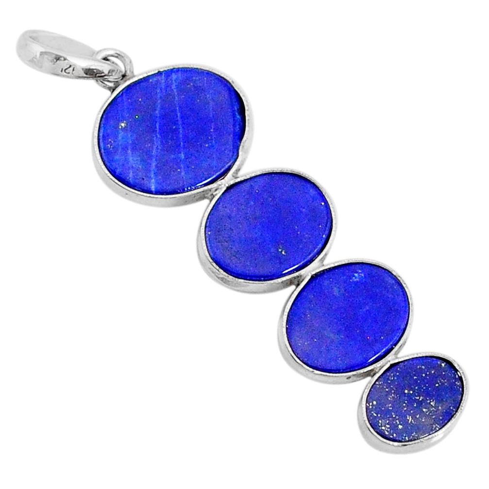 8.96cts natural blue lapis lazuli 925 sterling silver pendant jewelry r87839